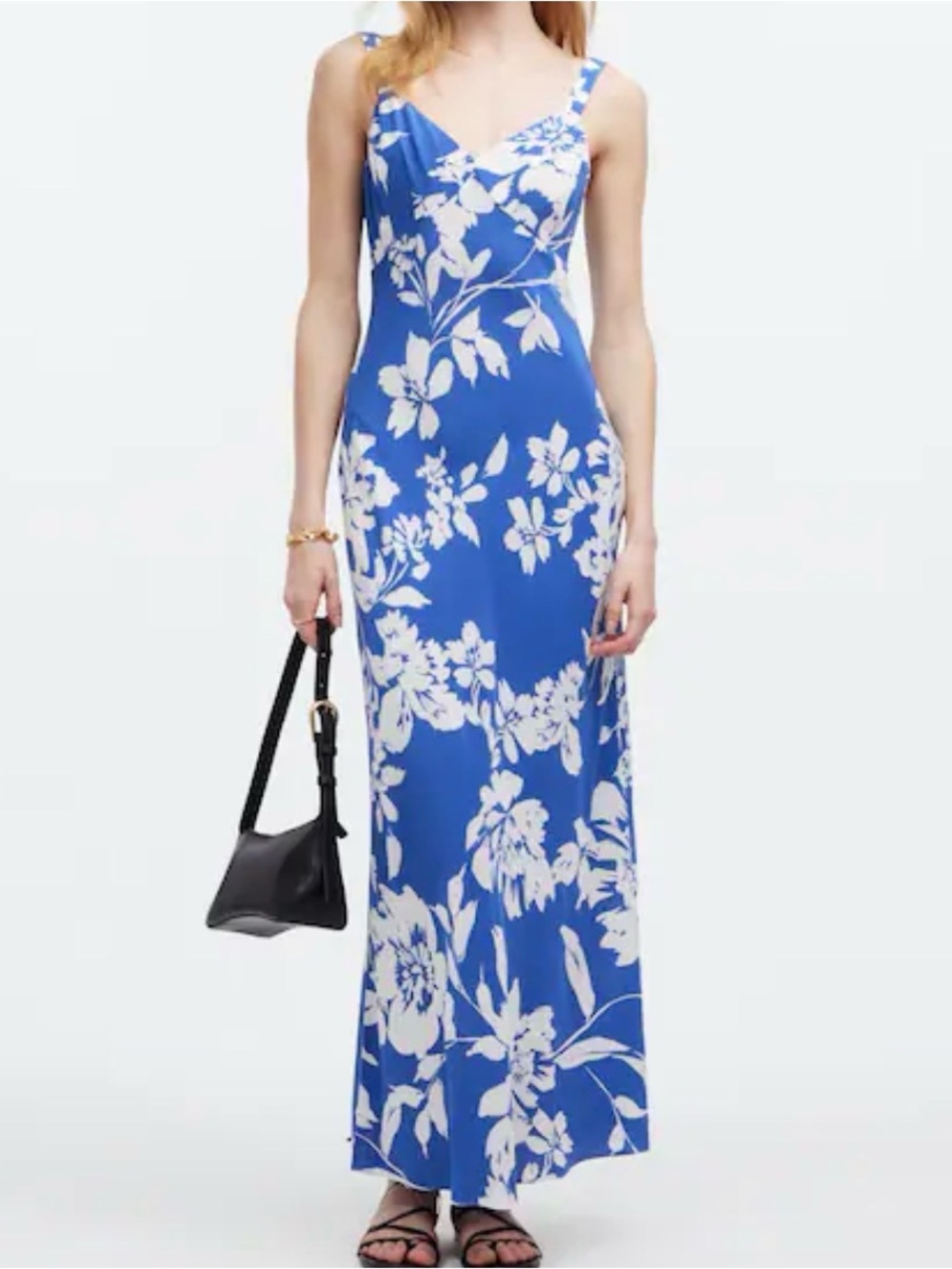 Madewell (6) blue white floral maxi curvy strap tank beach summer dress V-neck